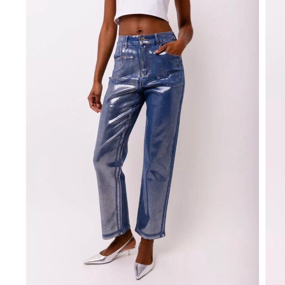 Urban Outfitters UO BDG Amy Lynn Metallic Denim Pants Size 30